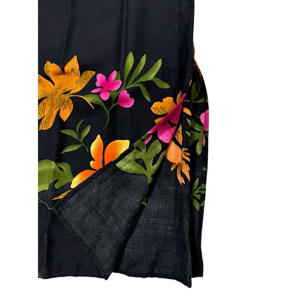 Black Floral Halter Mini Dress with Bright Floral Print - Picture 4 of 9